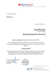 BALLISTOL Epikutantest Zertifikat